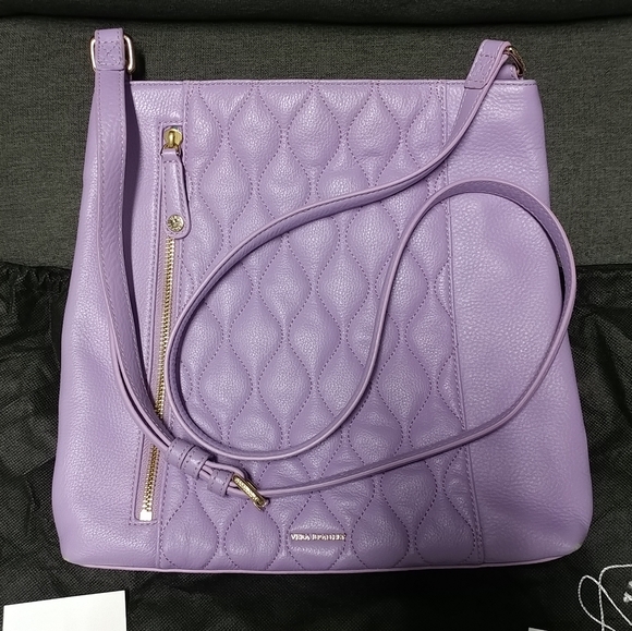 Vera Bradley Genuine Leather Quilted Molly Crossbody Lavender Purple Purse - Picture 15 of 16